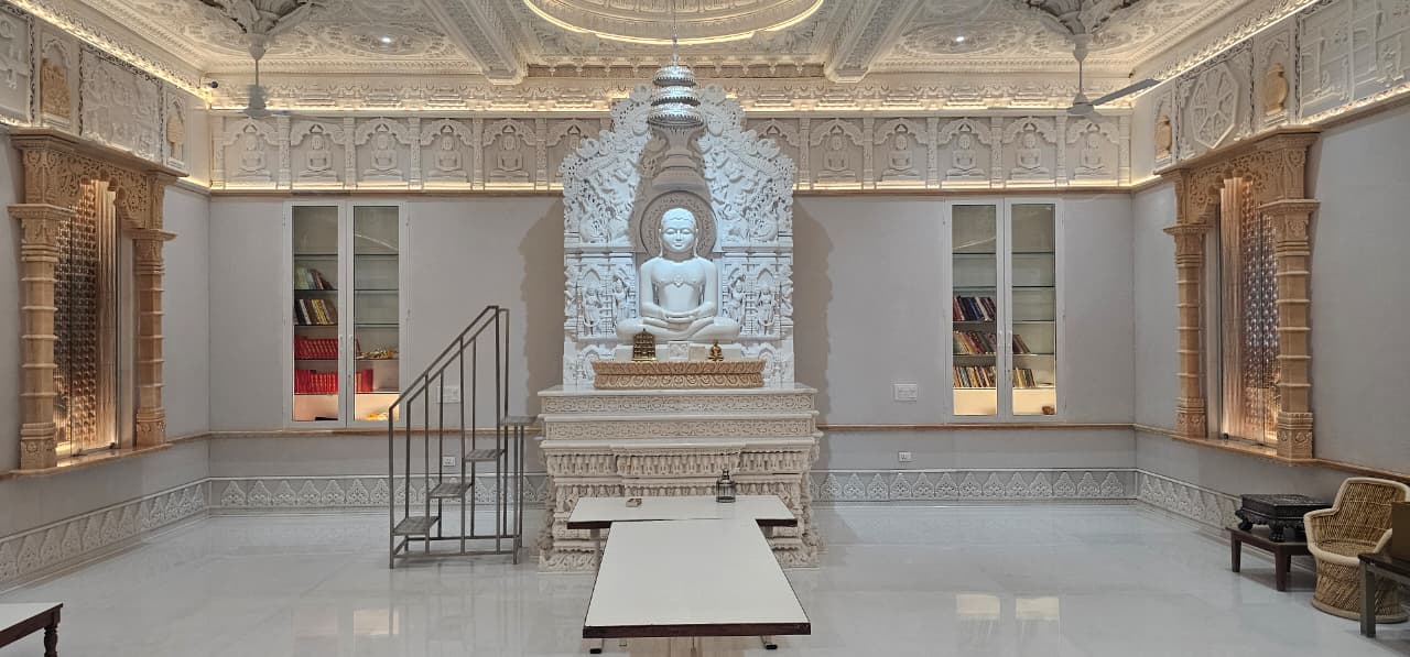 Marble Vedi Platform Indirapuram - Shree 1008 Jain Temple Altar for Tirthankar Moorti
